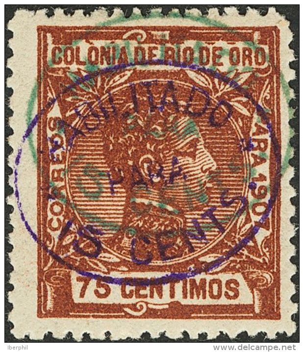 DEPENDENCIAS POSTALES ESPA&Ntilde;OLAS. Rio De Oro. * MH 39hhca 15 Cts Sobre 75 Cts Casta&ntilde;o. SOBRECARGA DOBLE, En - Rio De Oro