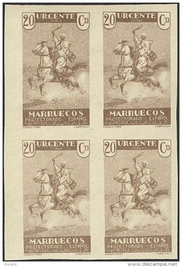 DEPENDENCIAS POSTALES ESPA&Ntilde;OLAS. Marruecos. ** MNH NE11s(4) 20 Cts Casta&ntilde;o Oscuro, Bloque De Cuatro. NO EM - Maroc Espagnol