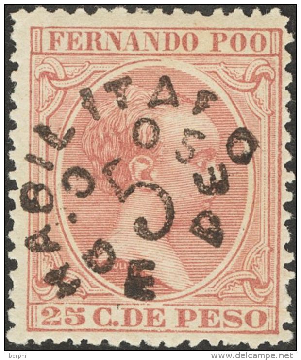 DEPENDENCIAS POSTALES ESPA&Ntilde;OLAS. Fernando Poo. (*) 39 5 Ctvos Sobre 25 Ctvos Carm&iacute;n. MAGNIFICO Y MUY RARO. - Fernando Poo