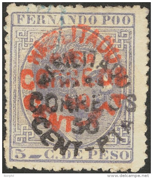 DEPENDENCIAS POSTALES ESPA&Ntilde;OLAS. Fernando Poo. * MH 11hh 50 Cts Sobre 5 Cts Azul Gris (leve Puntito Claro Sin Imp - Fernando Poo