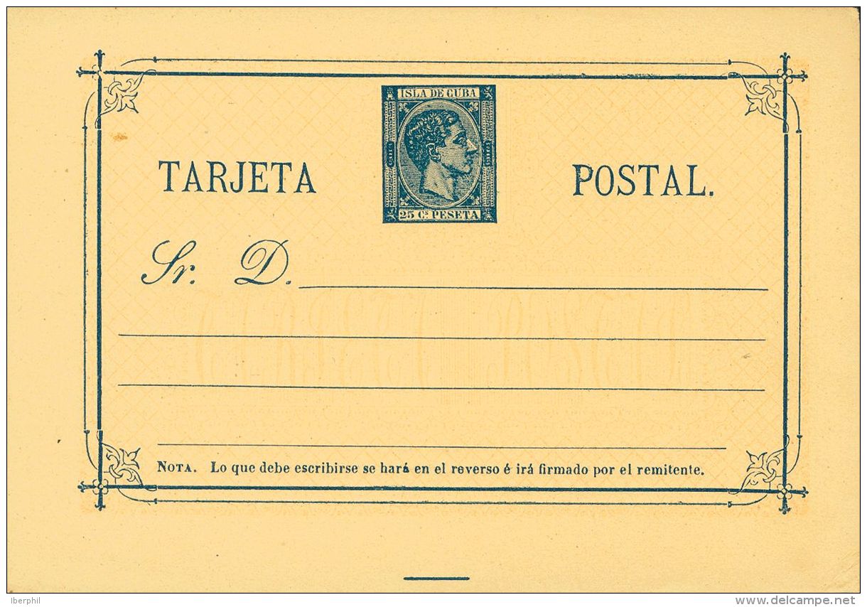 DEPENDENCIAS POSTALES ESPA&Ntilde;OLAS. Cuba-Entero Postal. * MH EP1 25 Cts Azul Sobre Entero Postal. MAGNIFICA. (Edifil - Cuba (1874-1898)