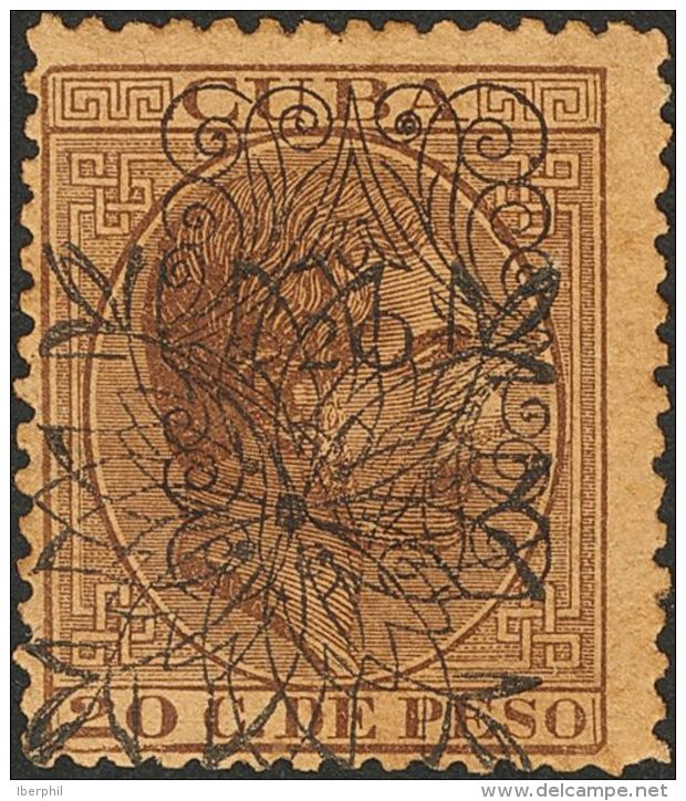 DEPENDENCIAS POSTALES ESPA&Ntilde;OLAS. Cuba. * MH 76hhxb 20 Cts Sobre 20 Cts Casta&ntilde;o. Variedad SOBRECARGA DOBLE - Cuba (1874-1898)