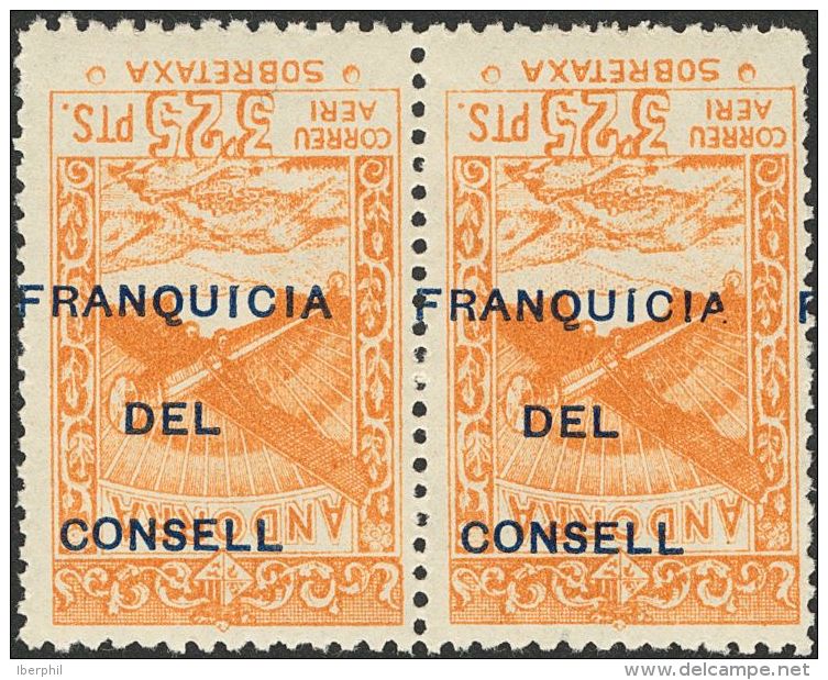 DEPENDENCIAS POSTALES ESPA&Ntilde;OLAS. Andorra. ** MNH NE34hi(2) 3&acute;25 Pts Naranja NO EMITIDO, Pareja. Variedad SO - Autres & Non Classés