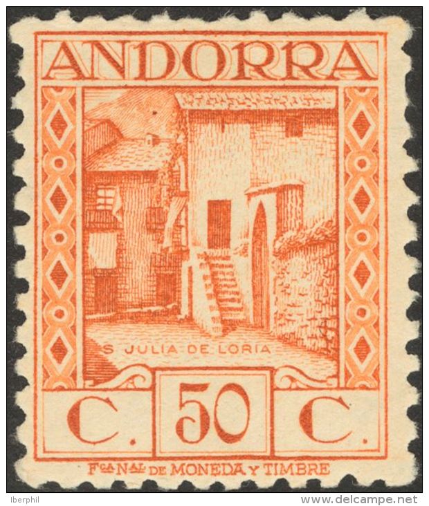 DEPENDENCIAS POSTALES ESPA&Ntilde;OLAS. Andorra. ** MNH 23dN 50 Cts Naranja. N&ordm;A000.000. MAGNIFICO Y RARO. Cert. CE - Andere & Zonder Classificatie