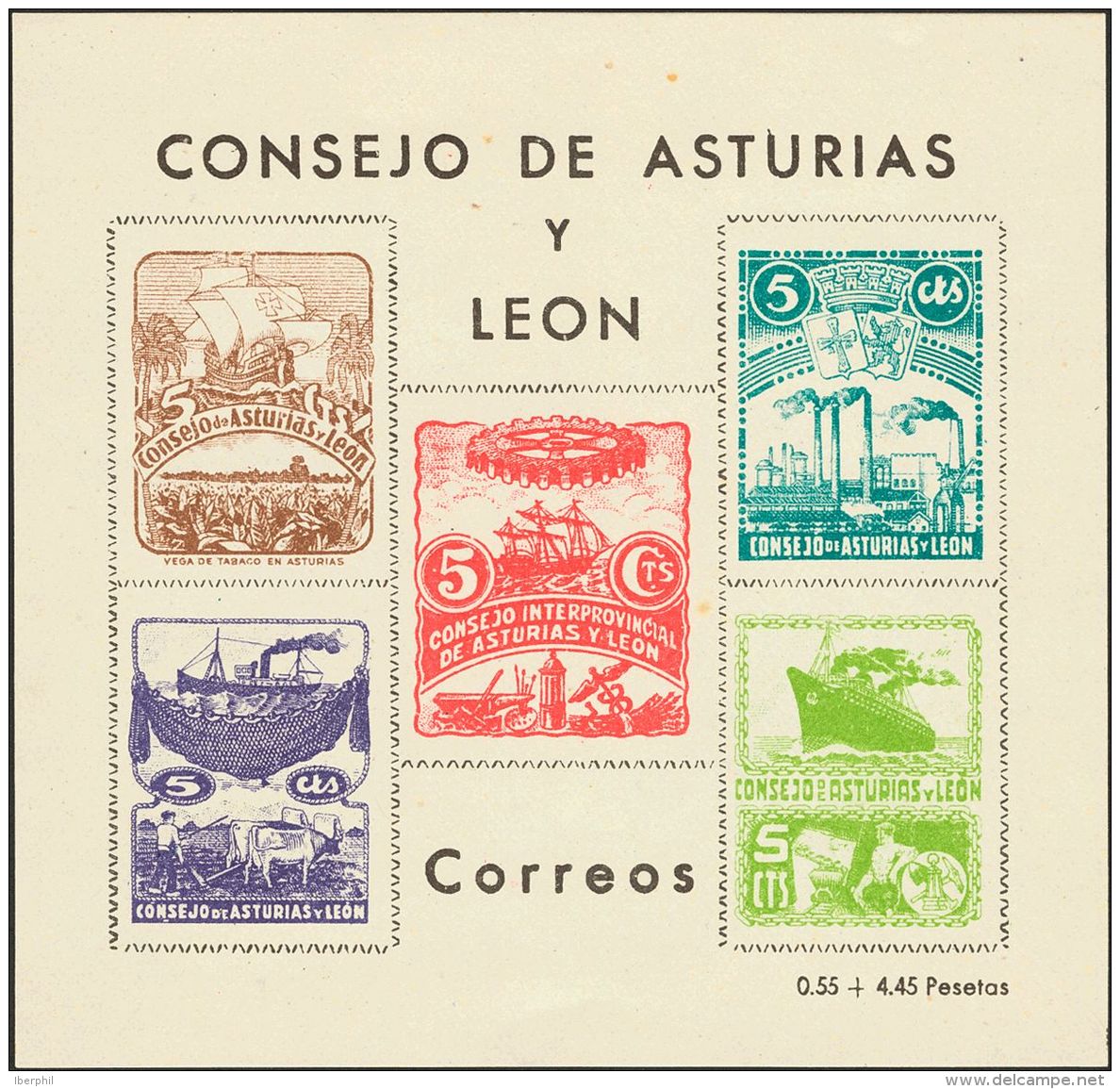 ASTURIAS Y LEON. (*) Hoja Bloque. Fantasia Privada "CONSEJO DE ASTURIAS Y LEON". A EXAMINAR. - Asturië & Leon