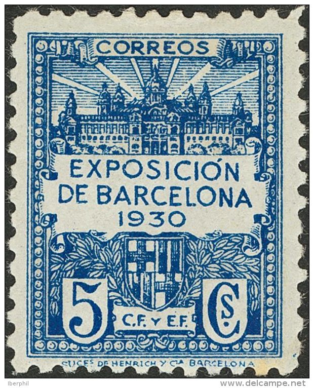 AYUNTAMIENTO DE BARCELONA. * MH 7ef 5 Cts Azul. Variedad UNICOLOR. MAGNIFICO. (Edifil 2011: 105&euro;) - Andere & Zonder Classificatie