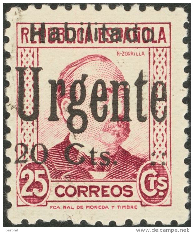 EMISIONES LOCALES PATRIOTICAS. Valencia. ** MNH 4 20 Cts Sobre 25 Cts Carm&iacute;n. MAGNIFICO. (Edifil 2011: +45&euro;) - Nationalistische Uitgaves