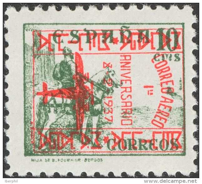 EMISIONES LOCALES PATRIOTICAS. M&aacute;laga. ** MNH 53 10 Cts Verde. MAGNIFICO Y RARISIMO. Cert. CEM. - Nationalist Issues