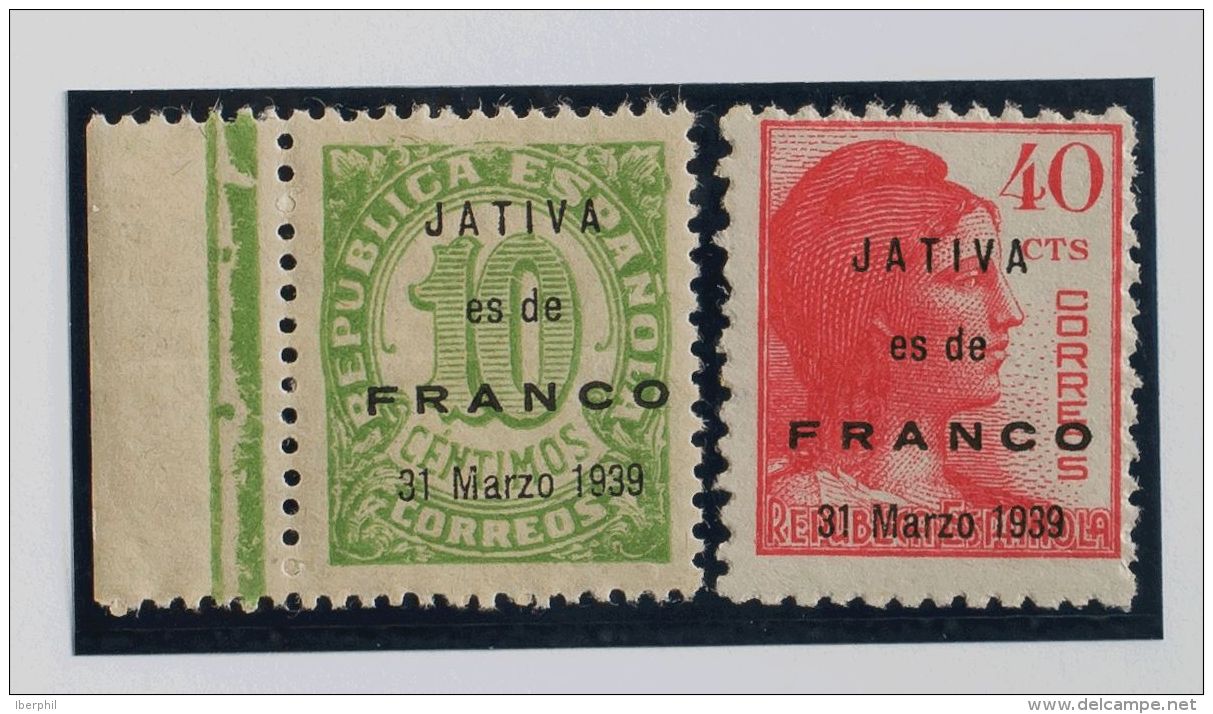 EMISIONES LOCALES PATRIOTICAS. J&aacute;tiva. ** MNH 1/2 Serie Completa. MAGNIFICA Y MUY RARA. - Emissioni Nazionaliste