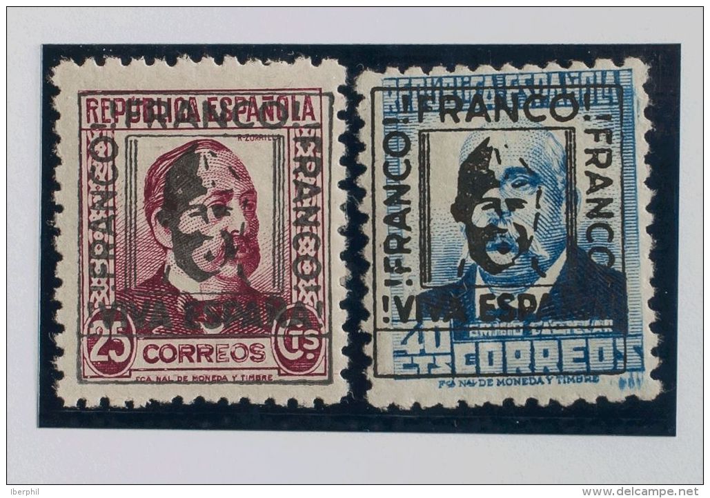 EMISIONES LOCALES PATRIOTICAS. C&aacute;ceres. ** MNH NE1/2 25 Cts Carm&iacute;n Y 40 Cts Azul. NO EMITIDOS. MAGNIFICOS - Emissions Nationalistes