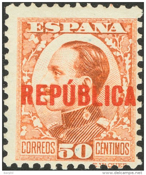 EMISIONES LOCALES PATRIOTICAS. Valencia. * MH NE3 50 Cts Naranja (N&ordm;A289,929). MAGNIFICO Y RARO, NO MAS DE CIEN EJE - Republikeinse Uitgaven