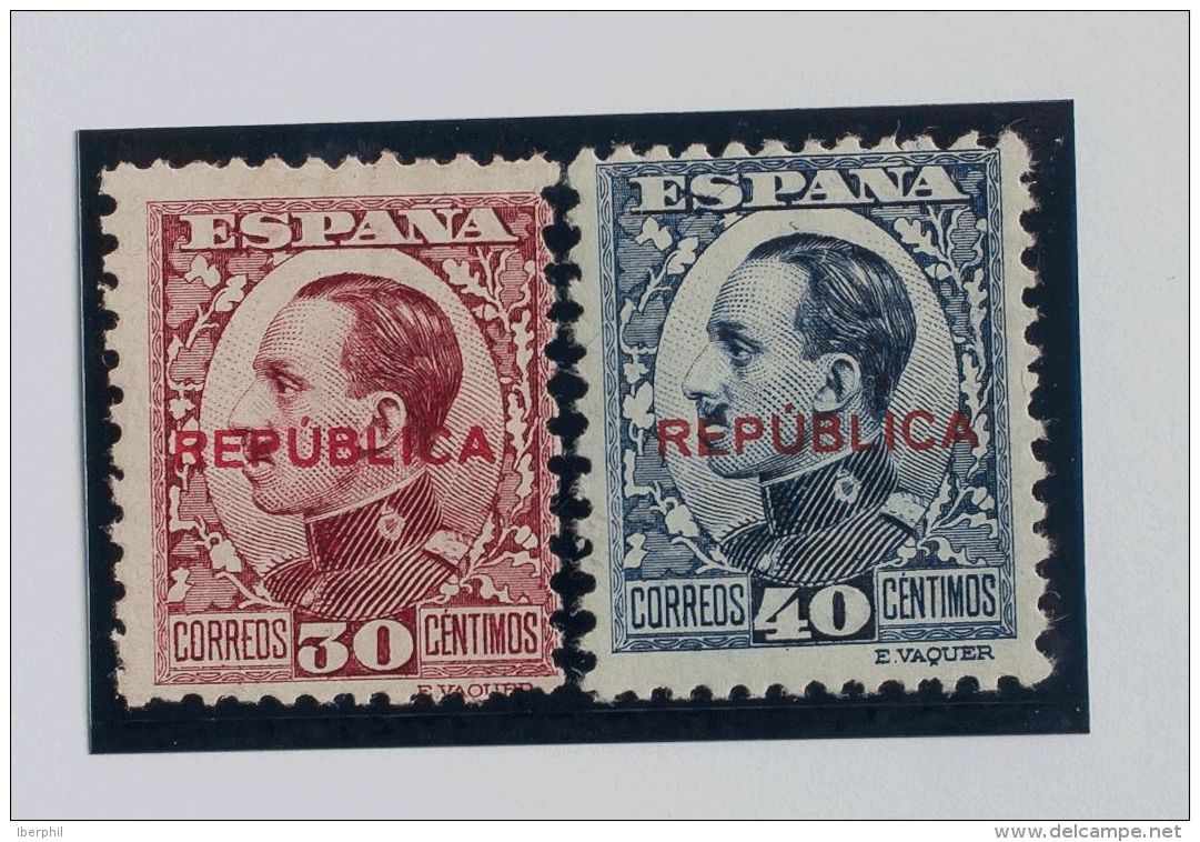 EMISIONES LOCALES REPUBLICANAS. Almer&iacute;a. * MH NE2, NE3 30 Cts, Sobrecarga En Rojo (N&ordm;A180,772) Y 40 Cts Azul - Emissions Républicaines