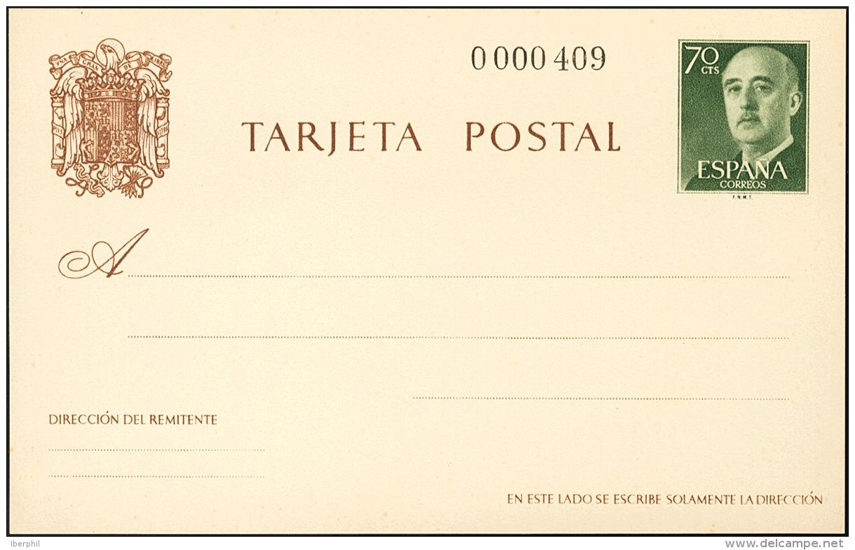 ENTEROS POSTALES. (*) EP90 70 Cts Verde Sobre Tarjeta Entero Postal. MAGNIFICO. (Edifil 2017: 51&euro;) - Other & Unclassified