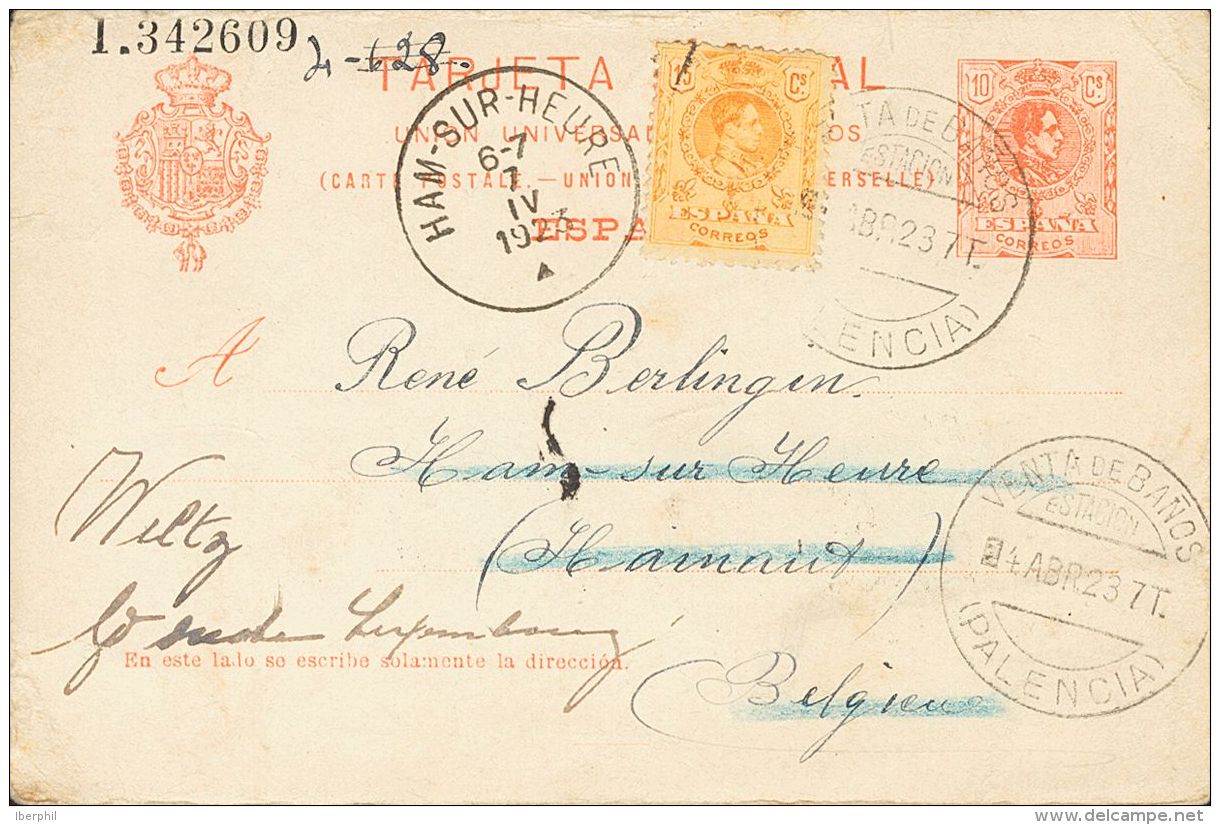 ENTEROS POSTALES. SOBRE EP53, 271 1923. 10 Cts Naranja Sobre Tarjeta Entero Postal De VENTA DE BA&Ntilde;OS (PALENCIA) A - Andere & Zonder Classificatie