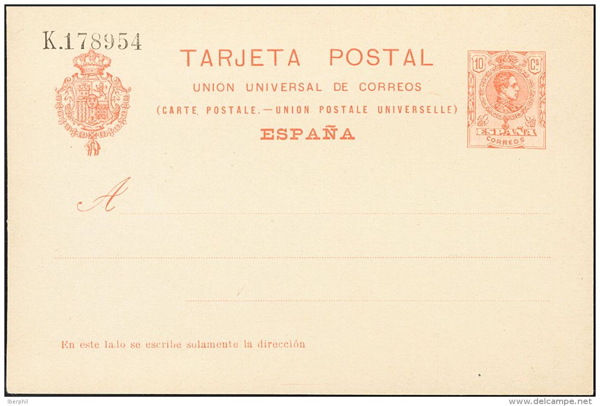 ENTEROS POSTALES. (*) EP53 10 Cts Rojo Anaranjado Sobre Tarjeta Entero Postal. MAGNIFICA. (Edifil 2017: 45&euro;) - Other & Unclassified