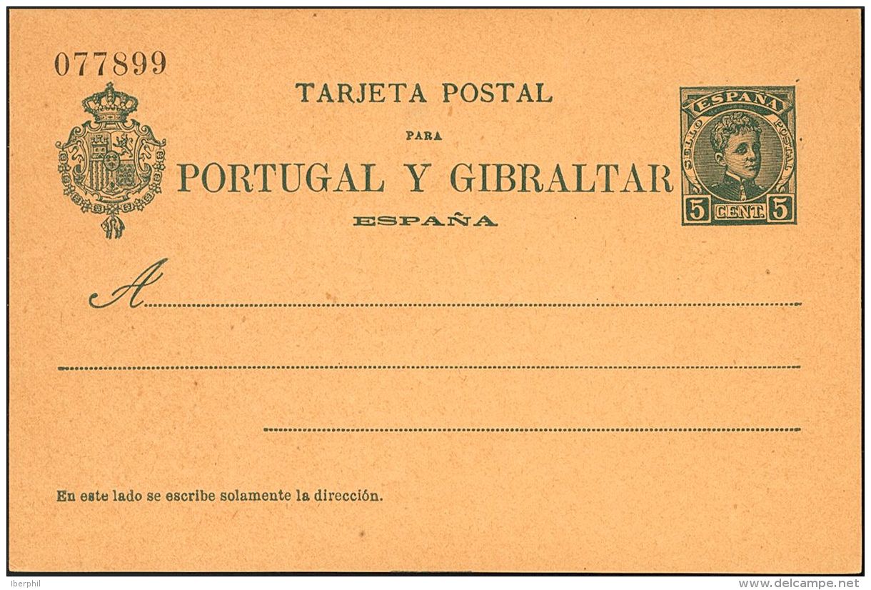 ENTEROS POSTALES. (*) EP43 5 Cts Verde Azulado Sobre Tarjeta Entero Postal. MAGNIFICA. (Edifil 2017: 45&euro;) - Altri & Non Classificati