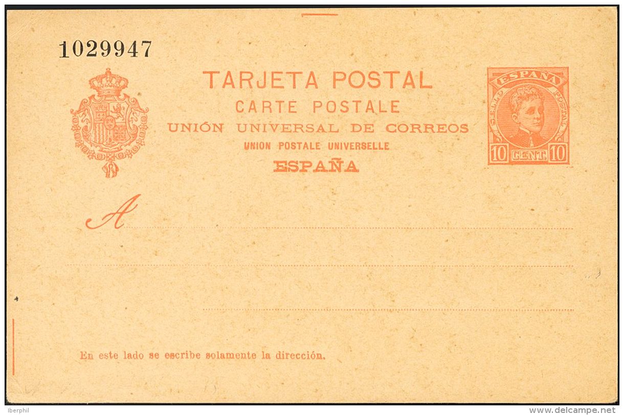 ENTEROS POSTALES. (*) EP42 10 Cts Naranja Sobre Tarjeta Entero Postal. MAGNIFICA. (Edifil 2017: 128&euro;) - Other & Unclassified