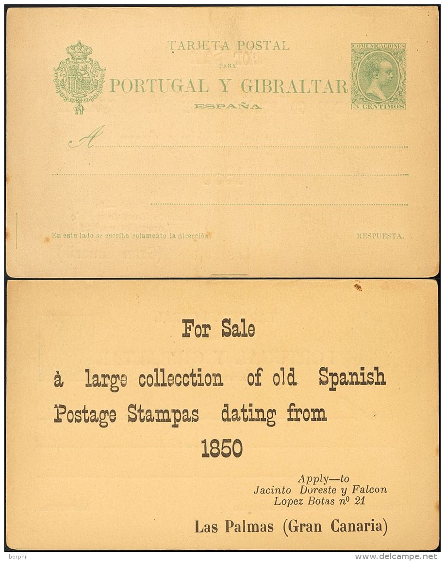 ENTEROS POSTALES. (*) EP35v 5 Cts Verde Sobre Tarjeta Entero Postal De Vuelta. Al Dorso Impreso FOR SALE / A LARGE COLLE - Other & Unclassified