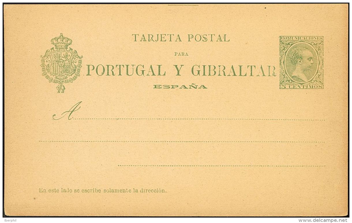 ENTEROS POSTALES. (*) EP34 5 Cts Verde Sobre Tarjeta Entero Postal. MAGNIFICA. (Edifil 2017: 19&euro;) - Other & Unclassified