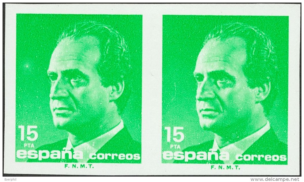 2&ordm; CENTENARIO. ** MNH 3004s(2) 15 Pts Verde Esmeralda, Pareja. SIN DENTAR. MAGNIFICA. Cert. CEM. (Edifil 2017: +500 - Andere & Zonder Classificatie