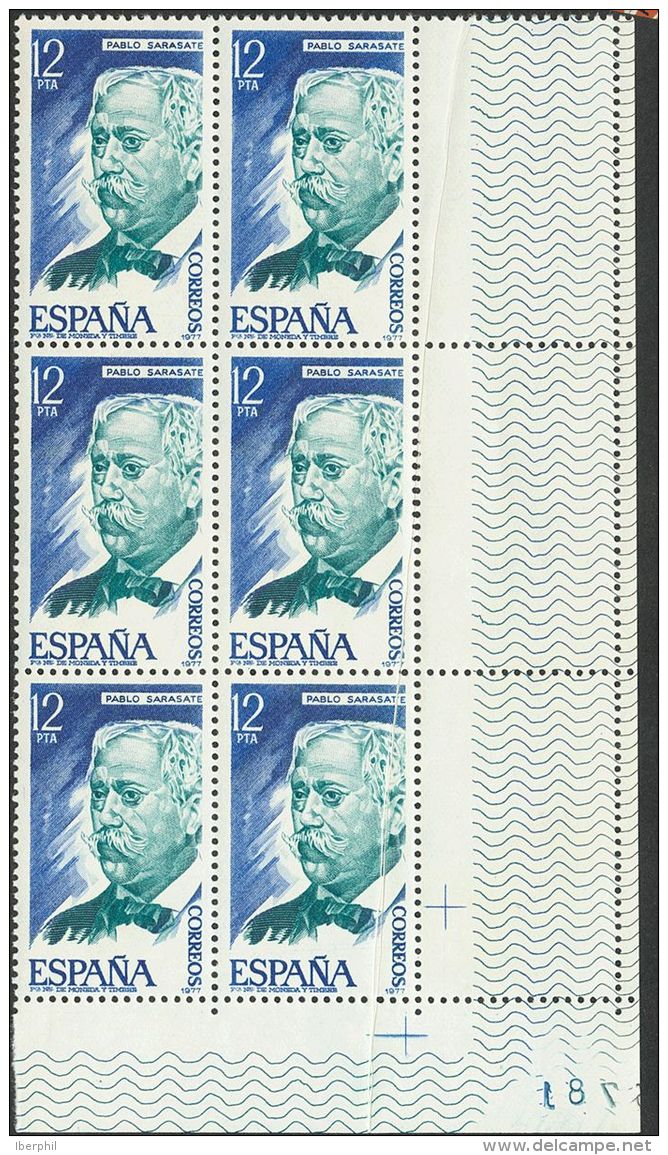 2&ordm; CENTENARIO. ** MNH 2400iw(2) 12 Pts Azul Y Verde Azul, Bloque De Seis. Variedad Dos Sellos FUELLE DE PAPEL. MAGN - Andere & Zonder Classificatie