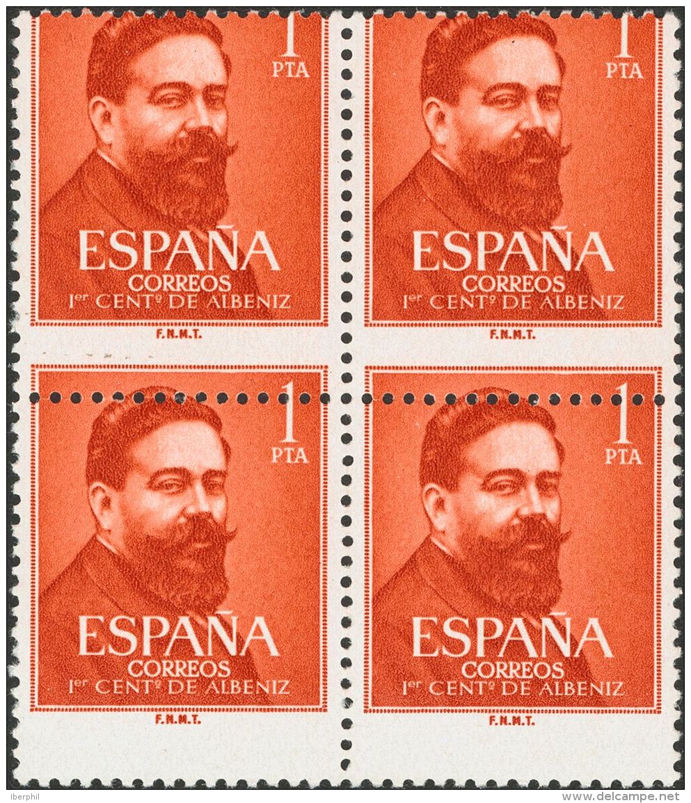 2&ordm; CENTENARIO. ** MNH 1321dh(4) 1 Pts Naranja Rojo, Bloque De Cuatro. Variedad DENTADO HORIZONTAL DESPLAZADO. MAGNI - Autres & Non Classés