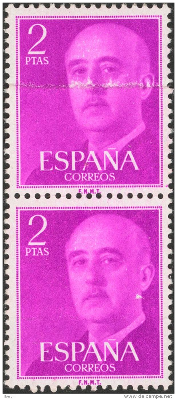 2&ordm; CENTENARIO. ** MNH 1158x(2) 2 Pts P&uacute;rpura, Pareja Vertical. Variedad EMPALME DE PAPEL. MAGNIFICO Y RARO. - Andere & Zonder Classificatie