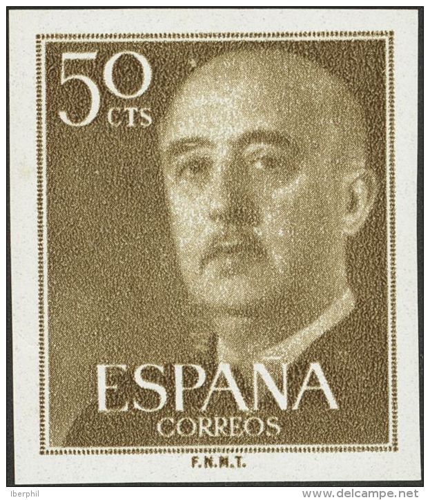 2&ordm; CENTENARIO. ** MNH 1149s 50 Cts Casta&ntilde;o Oliva. SIN DENTAR (enormes M&aacute;rgenes). MAGNIFICO Y RARISIMO - Autres & Non Classés