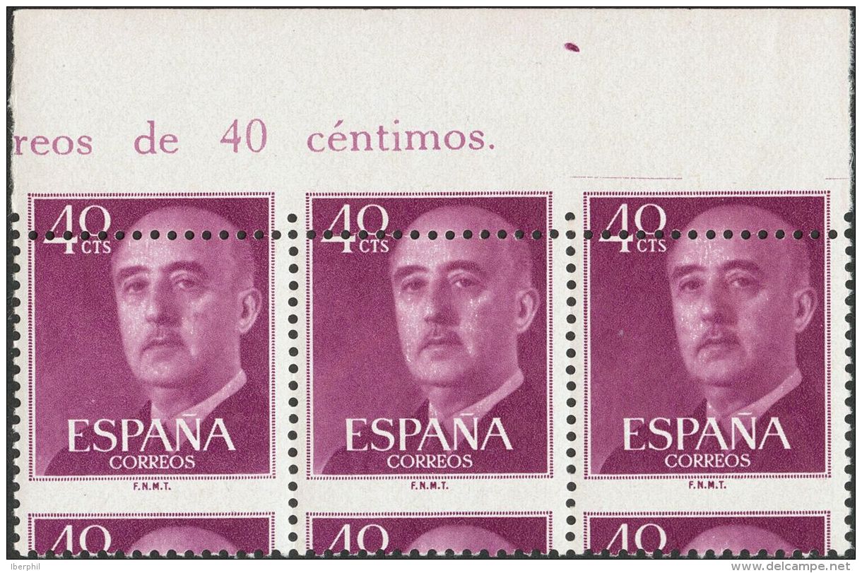 2&ordm; CENTENARIO. ** MNH 1148dv(3) 40 Cts Lila Oscuro, Tira De Tres. Variedad DENTADO HORIZONTAL DESPLAZADO. MAGNIFICA - Autres & Non Classés