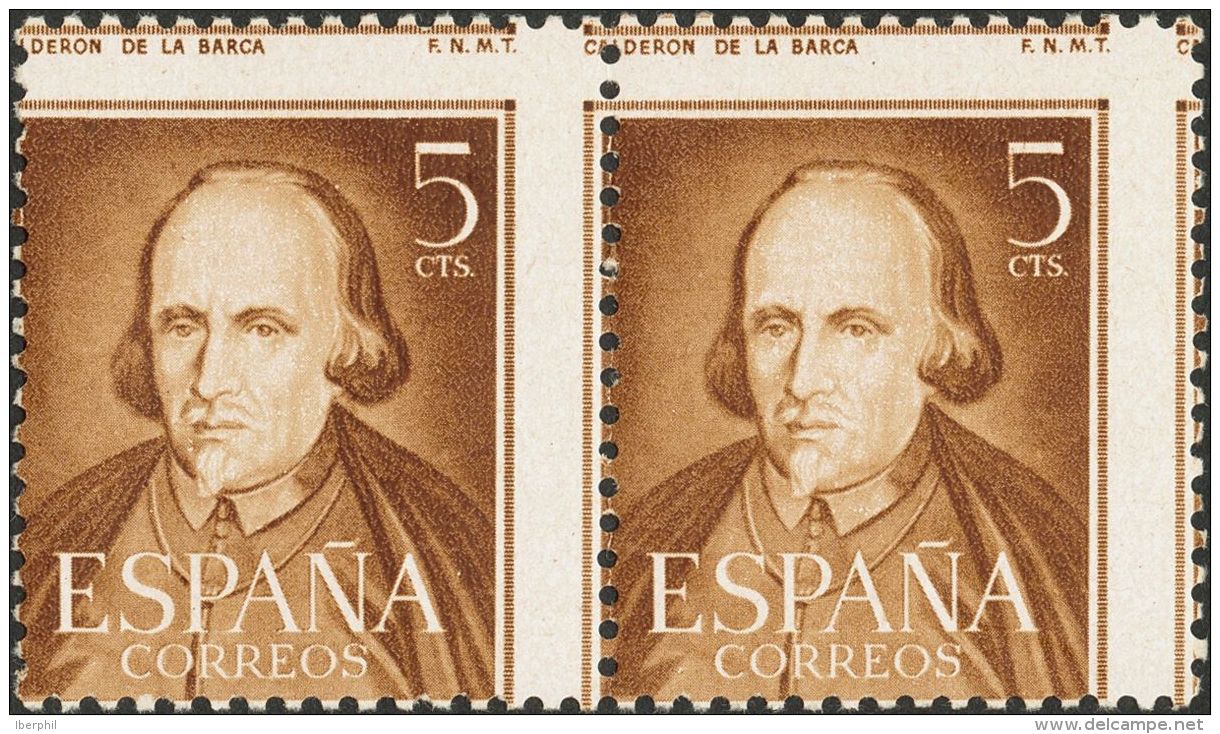 2&ordm; CENTENARIO. ** MNH 1071dx(2) 5 Cts Casta&ntilde;o, Pareja. Variedad DENTADO DESPLAZADO. MAGNIFICA. (Edifil 2015: - Andere & Zonder Classificatie