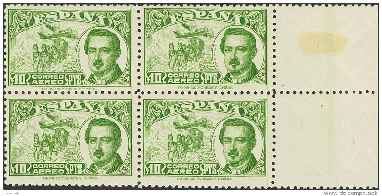 ESTADO ESPA&Ntilde;OL. Emisiones Diversas Del Estado Espa&ntilde;ol. ** MNH 990(4) 10 Pts Verde, Bloque De Cuatro, Borde - Altri & Non Classificati