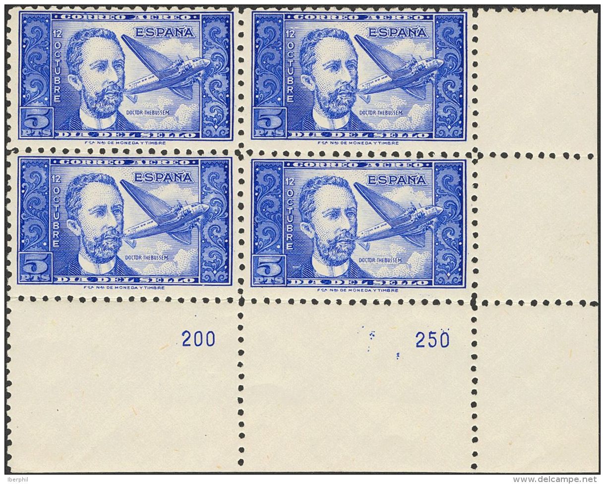 ESTADO ESPA&Ntilde;OL. Emisiones Diversas Del Estado Espa&ntilde;ol. ** MNH 983(4) 5 Pts Azul, Bloque De Cuatro, Esquina - Andere & Zonder Classificatie