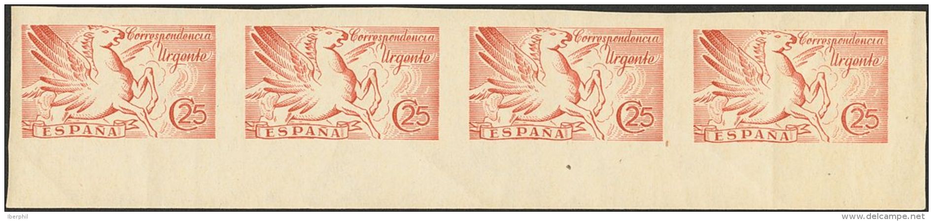 ESTADO ESPA&Ntilde;OL. La Cierva. ** MNH 952s(4) 25 Cts Rosa, Tira De Cuatro Y Esquina De Pliego. SIN DENTAR. MAGNIFICA - Andere & Zonder Classificatie