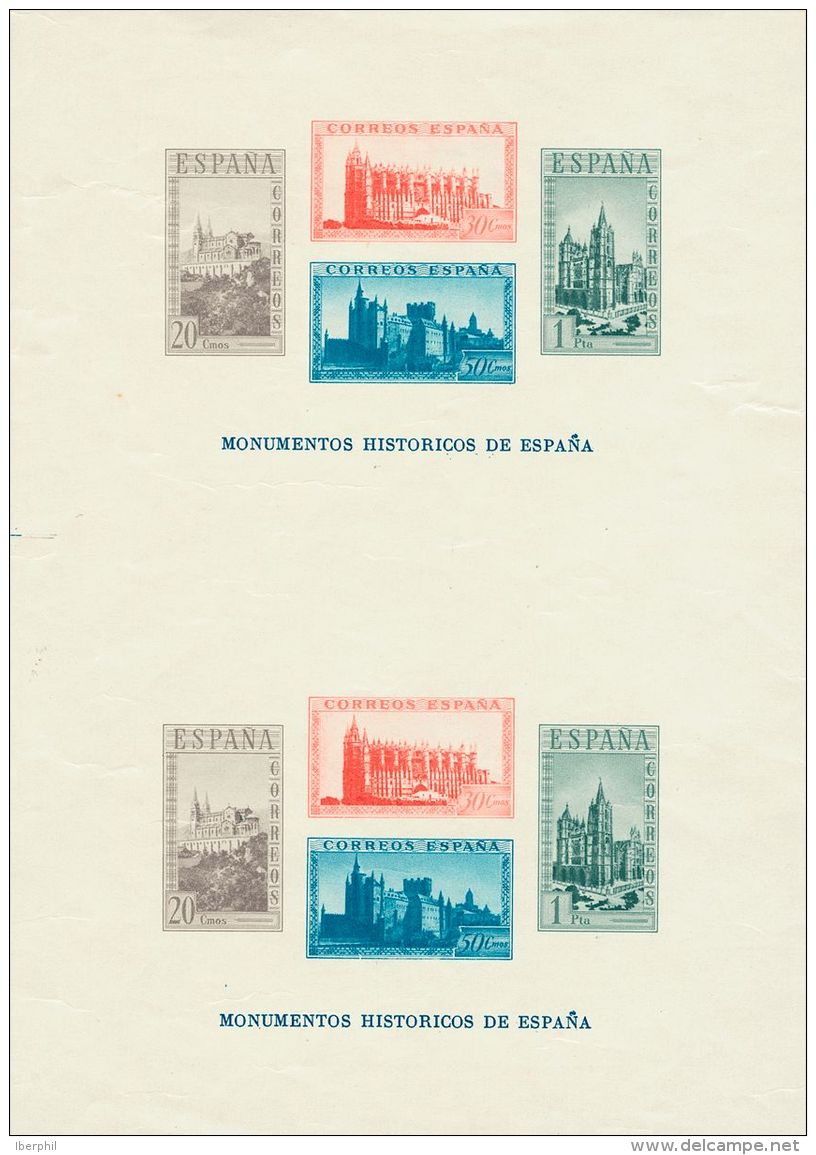 ESTADO ESPA&Ntilde;OL. Monumentos. ** MNH 848(2) Hoja Bloque, En Pareja Sin Guillotinar (habituales Arruguitas Del Papel - Autres & Non Classés