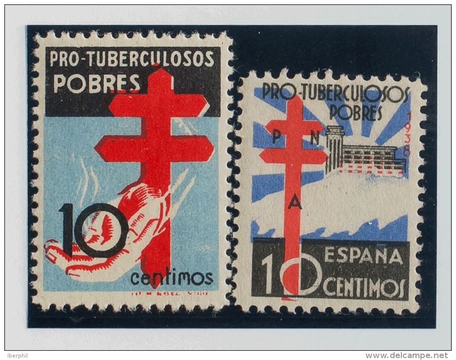 ESTADO ESPA&Ntilde;OL. Protuberculosos. ** MNH 840, 866 Dos Sellos De Protuberculosos De 10 Cts Negro, Azul Y Rojo, Corr - Sonstige & Ohne Zuordnung