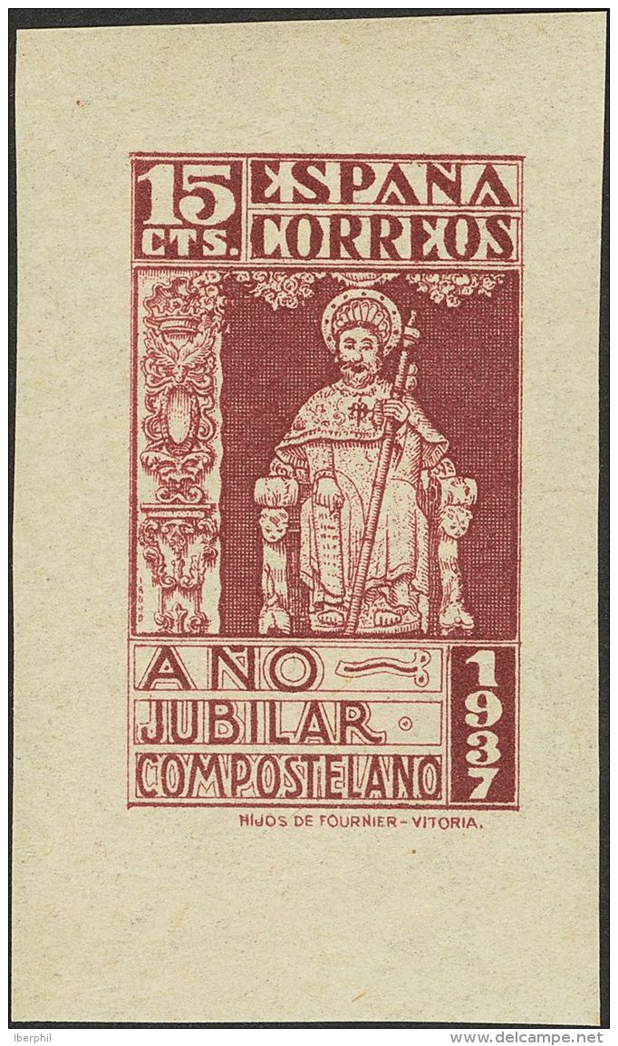 ESTADO ESPA&Ntilde;OL. A&ntilde;o Santo. * MH 833P 15 Cts Casta&ntilde;o Rojo. ENSAYO DE COLOR. MAGNIFICA Y MUY RARA. - Autres & Non Classés