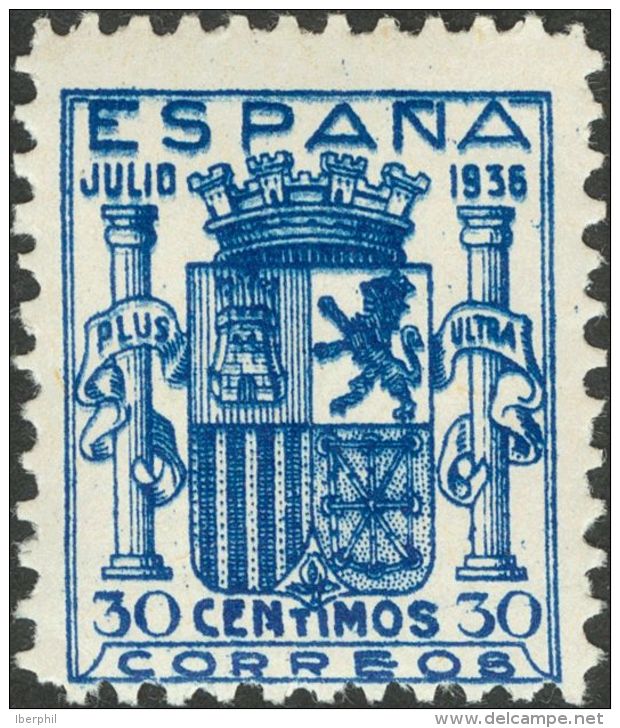 ESTADO ESPA&Ntilde;OL. Escudo De Espa&ntilde;a. ** MNH 801 30 Cts Azul. MAGNIFICO. Cert. CEM. (Edifil 2017: 1540&euro;) - Autres & Non Classés