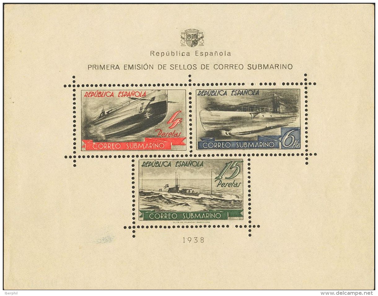 II REPUBLICA. Submarino. ** MNH 781 Hoja Bloque (conservaci&oacute;n Habitual). MAGNIFICA. (Edifil 2017: 900&euro;) - Autres & Non Classés