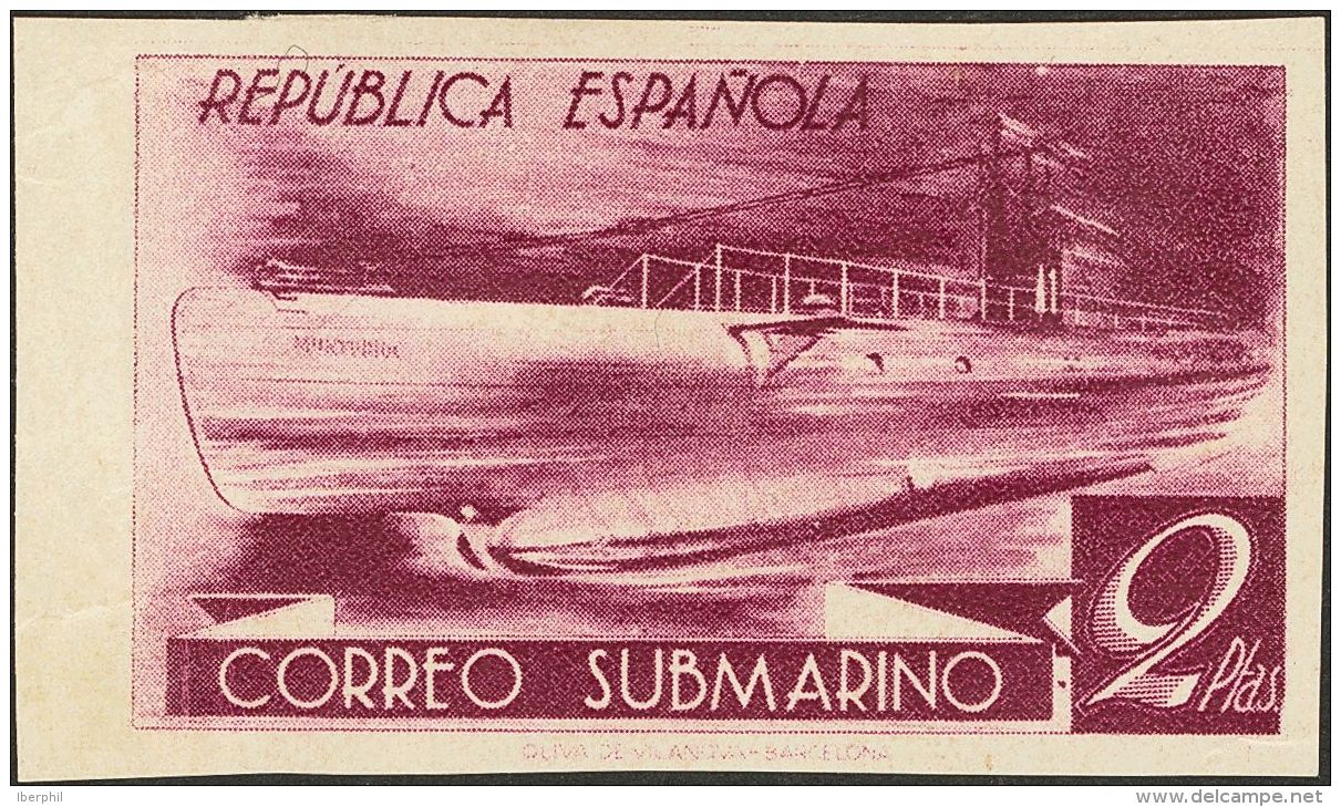 II REPUBLICA. Submarino. (*) 776ccas 2 Pts Malva, Borde De Hoja. CAMBIO DE COLOR Y SIN DENTAR. MAGNIFICO. (Edifil 2017: - Autres & Non Classés