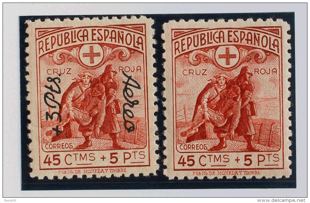 II REPUBLICA. Cruz Roja. ** MNH 767/68 Conjunto De Sellos De La Cruz Roja Con Y Sin Sobrecarga. MAGNIFICO. (Edifil 2017: - Autres & Non Classés