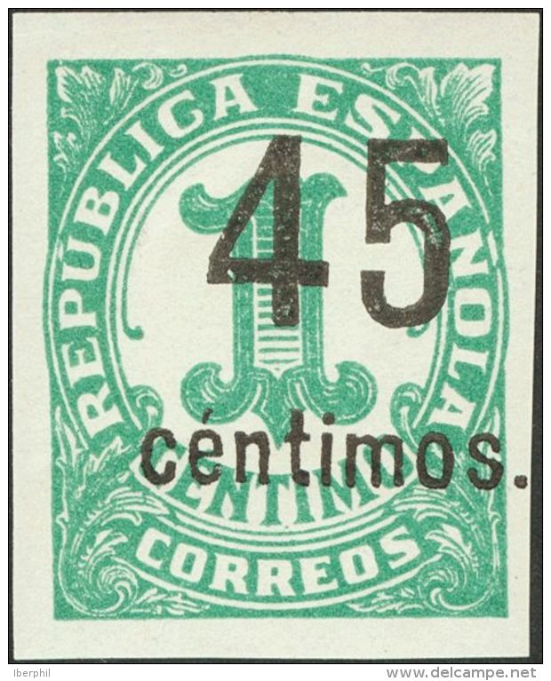 II REPUBLICA. Cifras Con Sobrecarga. ** MNH 742shcca 45 Cts Sobre 1 Cts Verde. Variedad CAMBIO DE COLOR EN LA SOBRECARGA - Autres & Non Classés