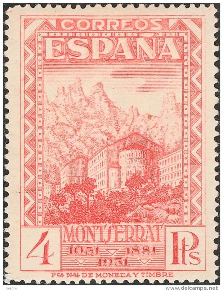 II REPUBLICA. Montserrat. * MH 647P 4 Pts Rosa. ENSAYO DE PLANCHA, Dentado. MAGNIFICO Y RARO. (G&aacute;lvez 2973) - Autres & Non Classés