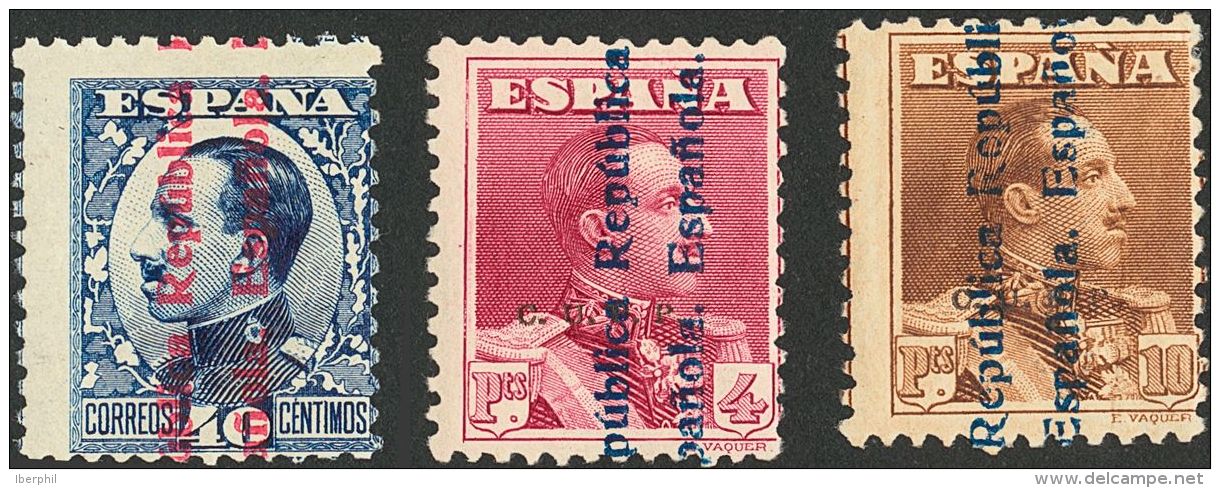 II REPUBLICA. Vaquer De Perfil. Sobrecarga Rep&uacute;blica. * MH NE25/27 Serie Completa (el 40 Cts Sin Fijasellos). NO - Autres & Non Classés