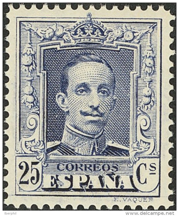 SIGLO XX. Alfonso XIII. Vaquer. ** MNH NE24 25 Cts Azul (Tipo II). NO EMITIDO. MAGNIFICO. (Edifil 2017: 245&euro;) - Andere & Zonder Classificatie