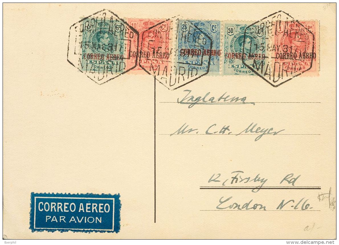 SIGLO XX. Alfonso XIII. Correo A&eacute;reo. Medall&oacute;n. SOBRE 292/96 1920. Serie Completa. Tarjeta Filat&eacute;li - Autres & Non Classés