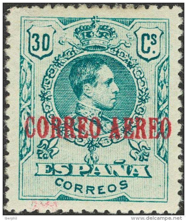 SIGLO XX. Alfonso XIII. Correo A&eacute;reo. Medall&oacute;n. * MH NE22 30 Cts Verde. NO EMITIDO. MAGNIFICO Y MUY RARO. - Andere & Zonder Classificatie