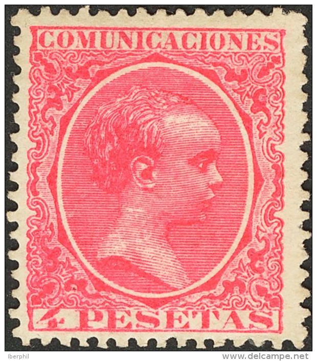 ALFONSO XIII. Alfonso XIII. Pel&oacute;n. * MH 227 4 Pts Rosa. Excepcional Color Y Centraje. MAGNIFICO. Cert. COMEX. - Andere & Zonder Classificatie