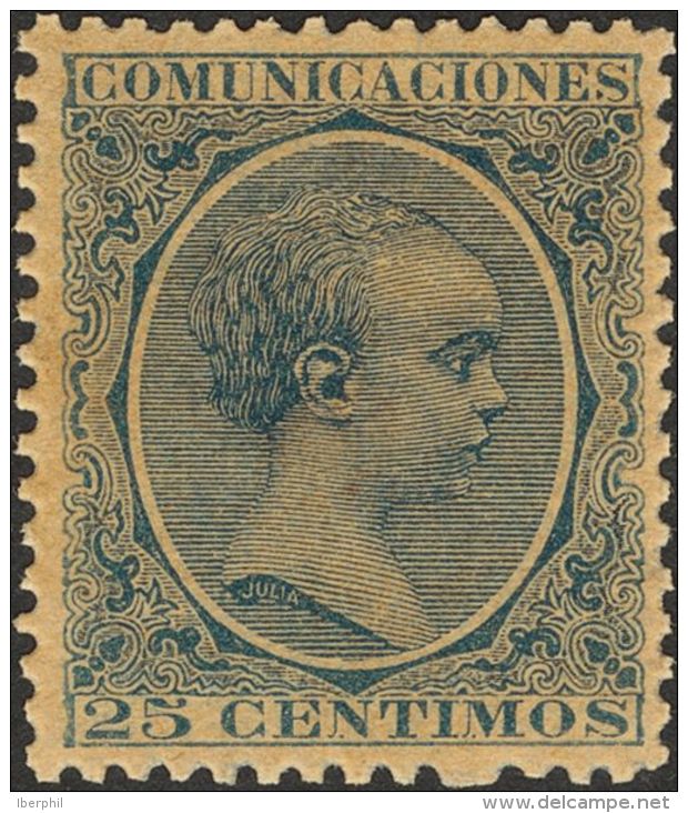 ALFONSO XIII. Alfonso XIII. Pel&oacute;n. ** MNH 221 25 Cts Azul. MAGNIFICO. - Autres & Non Classés