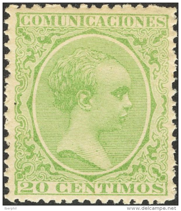 ALFONSO XIII. Alfonso XIII. Pel&oacute;n. * MH 220 20 Cts Verde Amarillo. Muy Bien Centrado. MAGNIFICO. - Autres & Non Classés