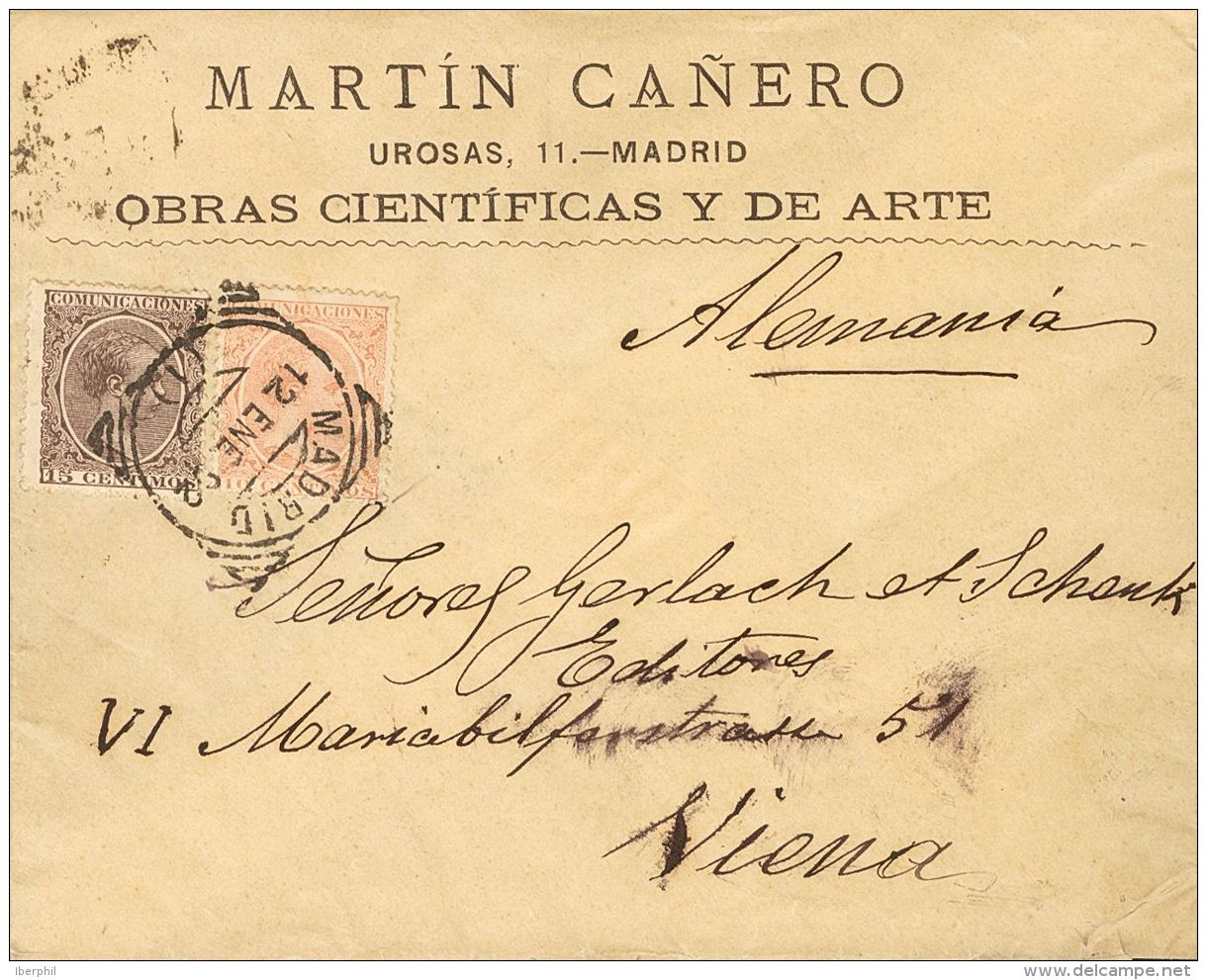 ALFONSO XIII. Alfonso XIII. Pel&oacute;n. SOBRE 217, 219 1892. 10 Cts Casta&ntilde;o Amarillo Y 15 Cts Casta&ntilde;o. M - Autres & Non Classés